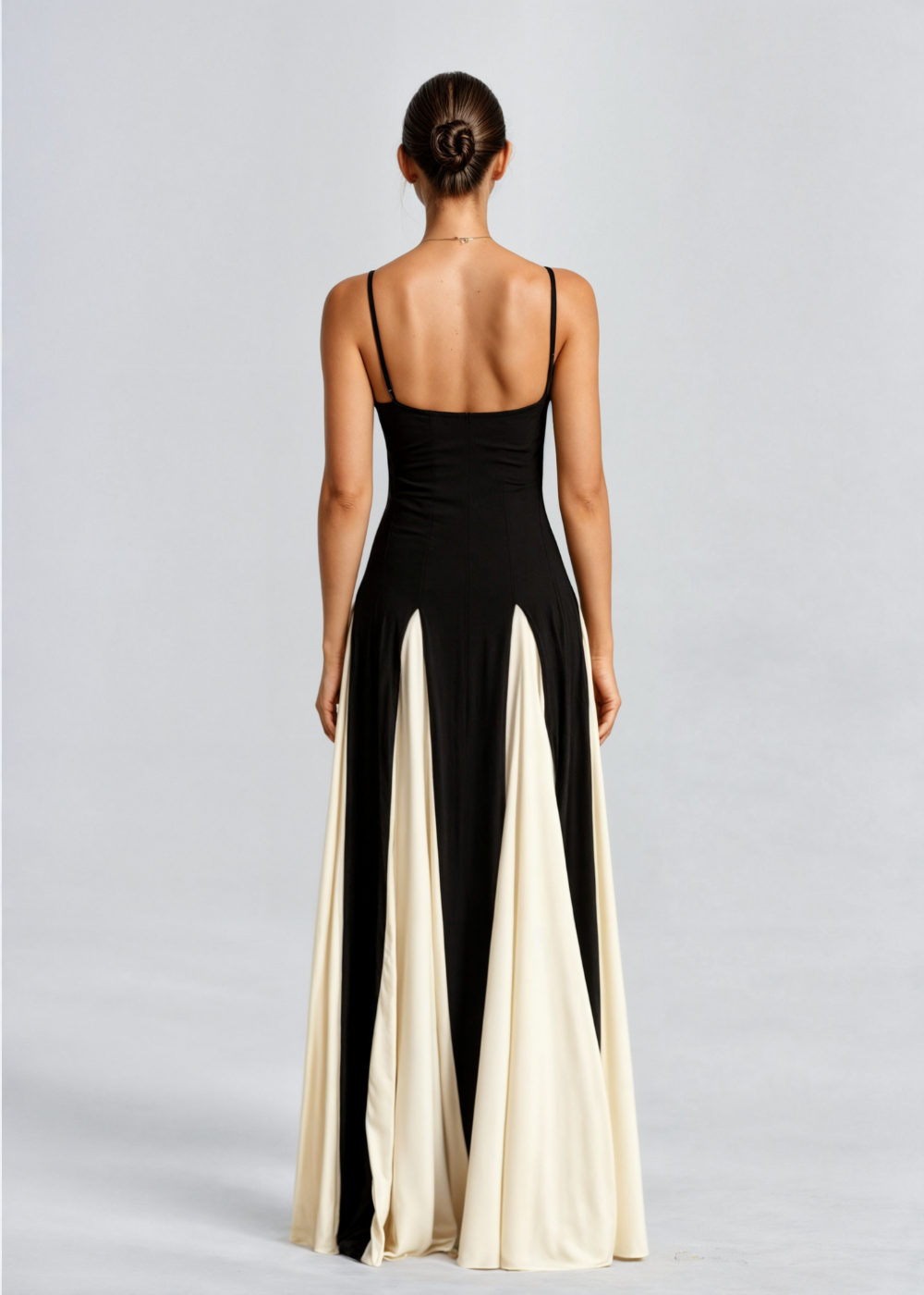Women’s Maxi Cocktail Dress – Sculpted Top &amp; Flowing Skirt